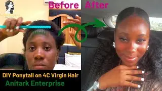 Low Ponytail tutorial on short 4C natural hair | DIY Low Ponytail hairstyle with gel.