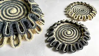 Zigzag napkin ° crocheting ° beautiful edge of napkin ° knitting from cord