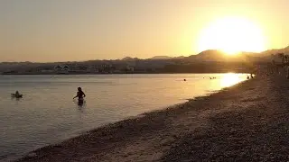 Beach at sunset. Eilat
