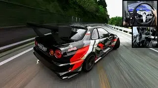 Nissan Skyline R34 GTR Touge Drifting l Assetto Corsa (CAMMUS - Steering Wheel Gameplay)