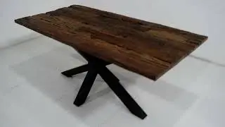 Iron Spider Leg Industrial Style Old Wood Top Dining Table. Farmhouse Furniture.