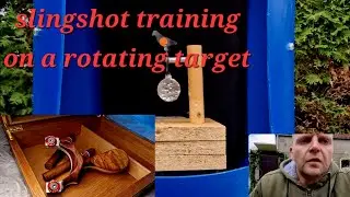slingshot shooting training on a rotating target,  full butterfly 10mm steel ammo