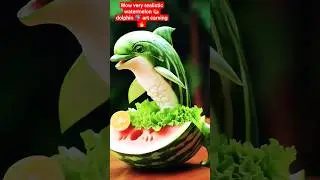 wow very realistic watermelon 🍉 dolphin 🐬 art carving #watermelon #dolphin #shortsfeed #shorts