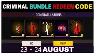 Free Fire Redeem Code Today 23 August | Red Criminal Bundle Redeem Code | FF Redeem Code Today