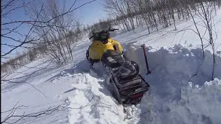 Прохват на озеро. Застрял в снегу. Снегоход Тундра.