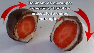 Bombom  de morango com cobertura de chocolate