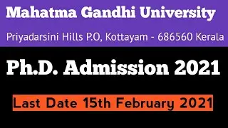 Mahatma Gandhi University Ph.D. Registration- 2020 Admission