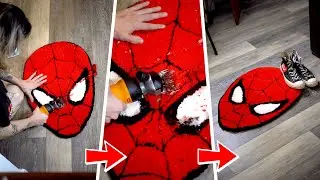 Finishing a CUSTOM Tufted *SPIDERMAN* Rug! 🕷️❤️