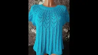 КОФТА с КРУГЛОЙ КОКЕТКОЙ спицами🧶ПОПЕТЕЛЬНЫЙ МК на 48-50 размер.