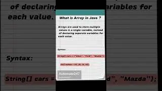 Coders, Basics of Array [].#codeeveryday #automation #arraysinjava #selenium #java #basics