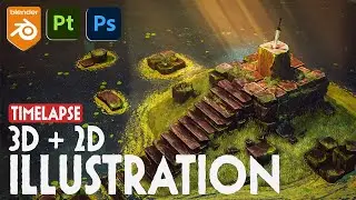 2D + 3D Illustration Timelapse | Blender - Substance Painter - Photoshop