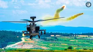 US Army AH-64 Apache Attack Helicopter Conducts Aerial Gunnery at the Nightmare Range
