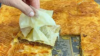 SADECE 2 BEZE İLE KAT KAT SU BÖREĞİ TADINDA💯KIYMALI BÖREK TARİFİ
