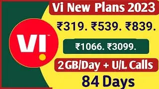 Vi Recharge plans 2023 | Vi new plan 2gb per day ₹319 ₹539 ₹839 ₹1066