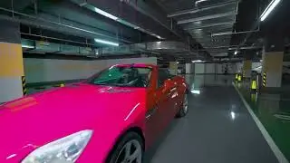 Red Racing Car Color Changing Through Color Grading