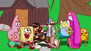 Mugen Request #90 Sbob, Patrick, Katswell & Dudley vs Finn and Jake, Bubblegum, Mordecai & Rigby