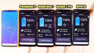 Redmi Note 7 vs Pocophone F1 vs Realme 2 Pro vs OPPO F9 Battery Test