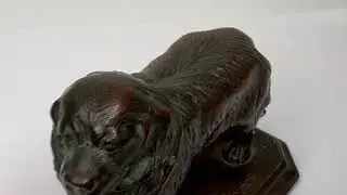 Art Deco Tribute Newfoundland Rescue Reuben Decker's Dog Bronze Sculpture