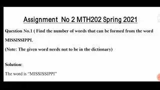 MTH202 Assignment No2 With Word File Spring 2021| Correct Solution with Explain