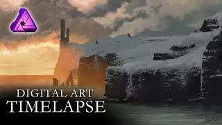 Digital Painting Timelapse | Castle On The Cliff Landscape Painting Study | Affinity Photo