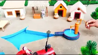 cow shed and mini hand pump arrow shape water project | tractor and mini house