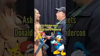 #AshKetchum meets #DonaldDuck at #Wondercon with @SarahNatochenny1 #voiceactors #pokemon #disney