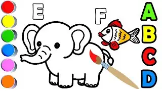 Learn how to Draw Elephant | How to Draw Fish | Learn ABCD Alphabetic | Tutorial for Kids, Toddlers