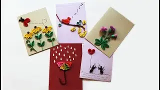 5 Easy Paper Quilling cards | Quilling designs for beginners | Quilling Cards