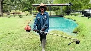 Cutting Weeds in our yard/ #texasState