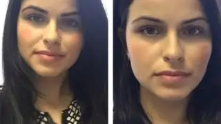Наращивание бровей до и после