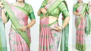 Very easy & beautiful tissue silk saree draping with perfect pleats for newly bride girl