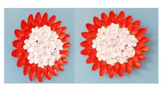 membuat hiasan dinding di sekolah 17 agustusan dari sendok plastik #diy #kolase #artandcraft #craft