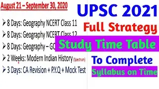 UPSC 2021 Detailed Strategy | Detailed Time Table For UPSC CSE 2021