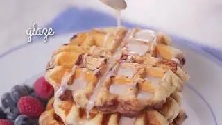 Cinnamon Roll Waffles With Cream Cheese Glaze