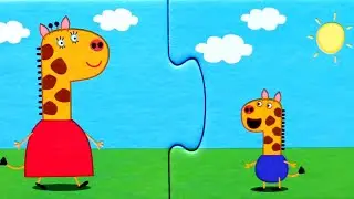 Gerald Giraffe and Mom play together - play puzzles for kids with cartoon characters Peppa Pig