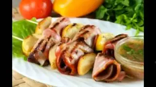 Шашлык из куриного филе и бекона