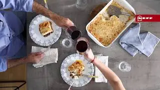 Mουσακάς με καπνιστή μελιτζάνα και ραγού