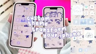TRANSFORM YOUR iPHONE: Custom Blue Theme with Unique LIVE WIDGETS & ICONS! ☁️ free & w/ links🫐