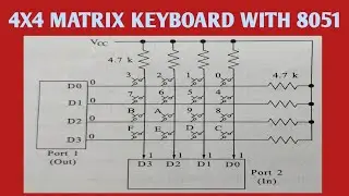 //4 x 4 matrix keyboard with 8051 microcontroller in Telugu//, key press detection//diploma//ECE//