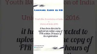 Landmark Cases on FIR #FIR #crpc #cases #judiciary #indianlaw #shorts @studygowithzeenat