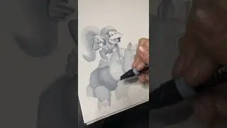 Dixie Kong Drawing with Prisma Color Markers- Donkey Kong Country Gamer Art #artshorts #nintendo