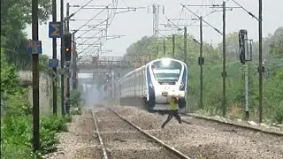 Man vs Train 18 | Man intercepts Semi High Speed Train 18