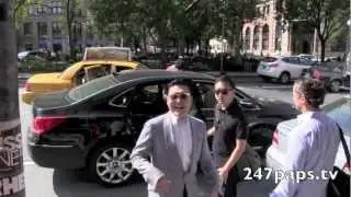 (Exclusive) PSY doing a photo shoot in the Park in New York City