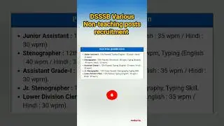 DSSSB Various Non-teaching posts recruitment #govtjobs