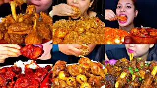 ASMR EATING SPICY CHICKEN CURRY, MUTTON CURRY, CHICKEN BIRYANI | INDIAN FOOD MUKBANG |Foodie India|
