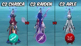 Who is the BEST C2 DPS?? Chasca vs Raiden vs Arlecchino ! [ Genshin Impact ]