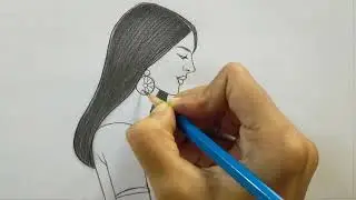 how to draw a beautiful girl | How to draw a beautiful girl holding colours | easy girl drawing