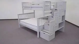 BK961 Twin over Full Stairway Bunk Bed with Under Bed Drawers