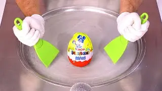 How to Make MAXI KINDER SURPRISE EGG Ice Cream Rolls | ASMR (no talking)