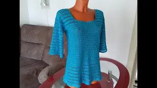 ВЯЖЕМ ЛЕТНЮЮ АЖУРНУЮ  ПРОСТУЮ ТУНИКУ КРЮЧКОМ.Часть 1.